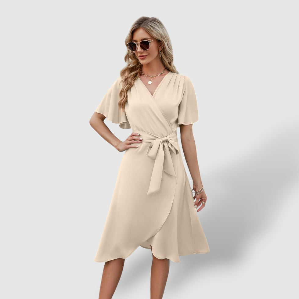 Rosea | Women's Wrap Short Sleeve Midi Dress