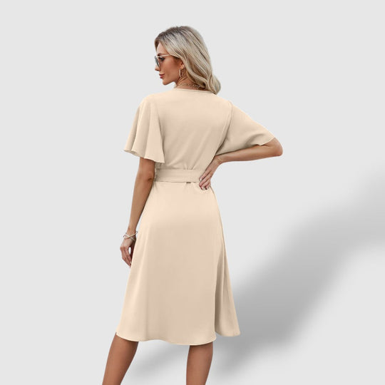 Rosea | Women's Wrap Short Sleeve Midi Dress