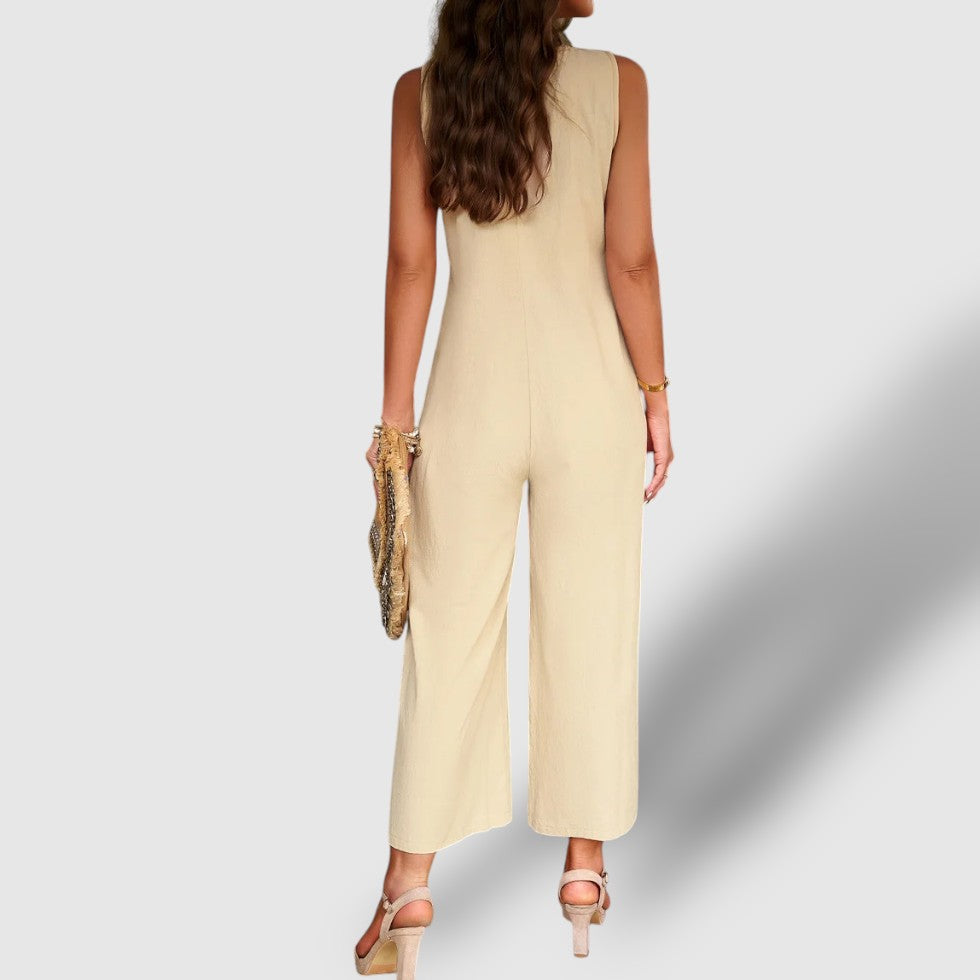 Rosea | Women's V-Neck Linnen Jumpsuit