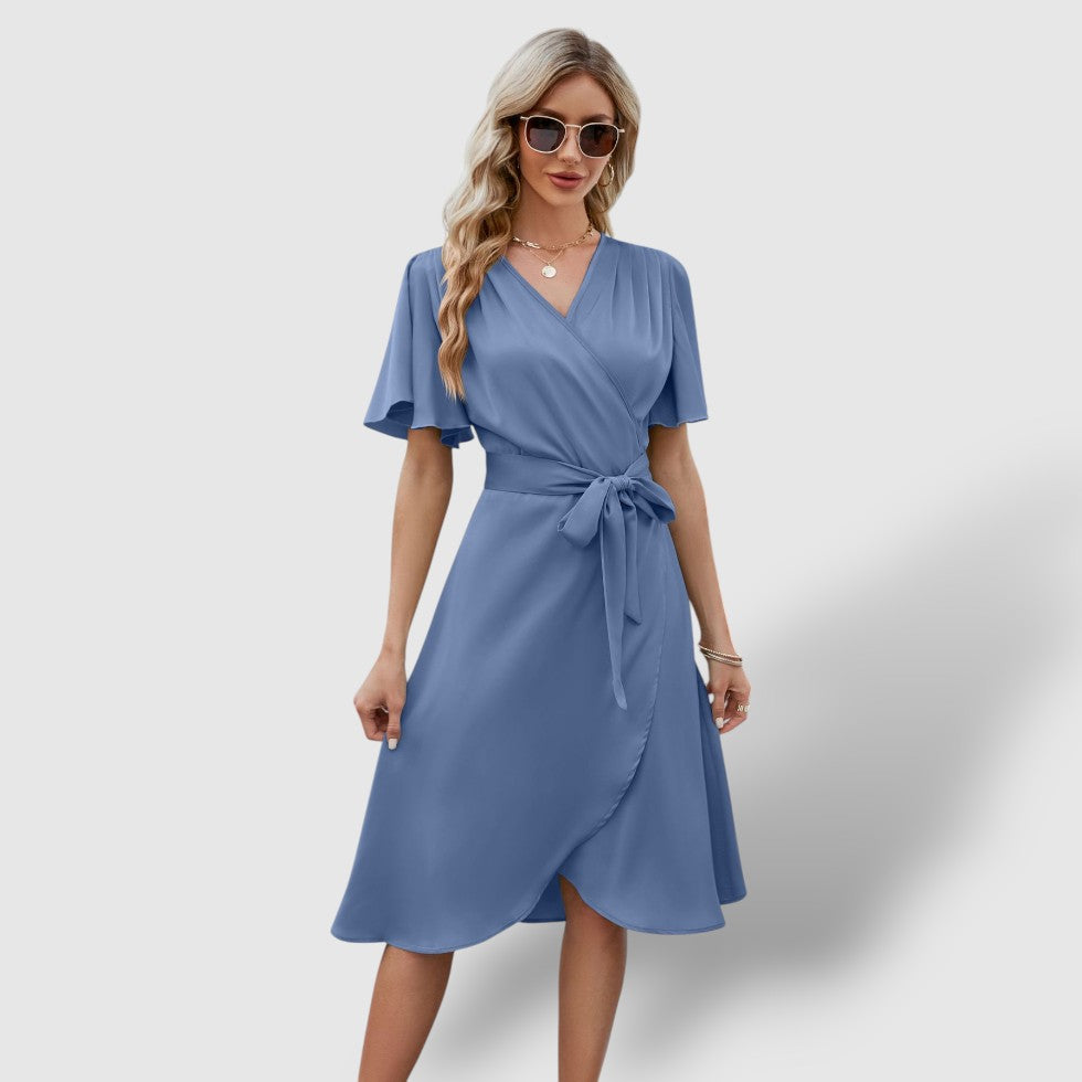 Rosea | Women's Wrap Short Sleeve Midi Dress